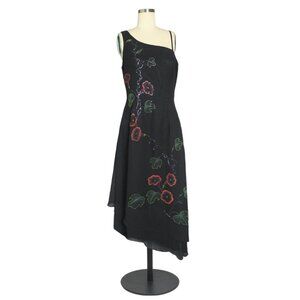 Goya London US 8 EU 40 Floral Sequin Beaded Asymmetric One Shoulder Evening Gown